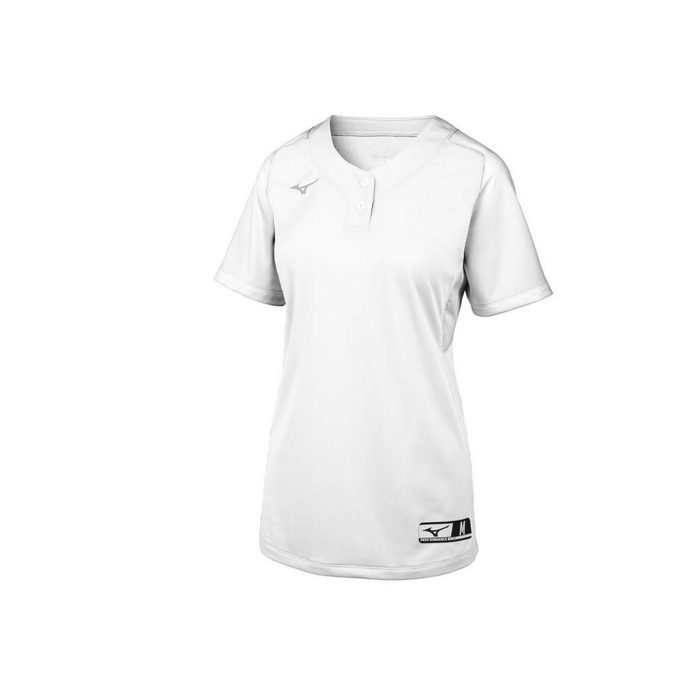 Womens Mizuno Aerolite 2-Button Softball Jersey White Philippines (BWIQPZ957)